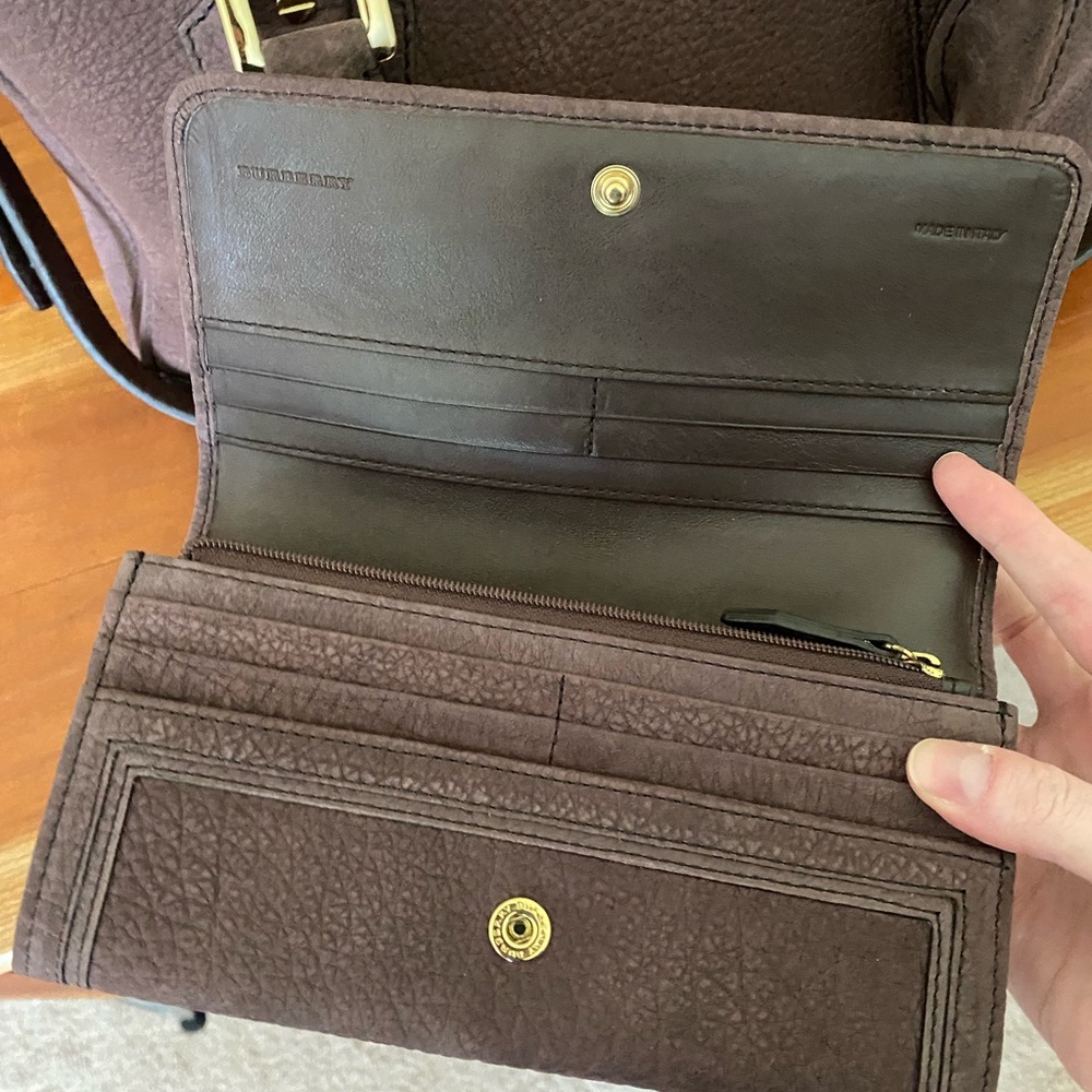 Burberry Kirley Satchel + Wallet Brown Cow Grain Pebbled Leather - Picture 10 of 16